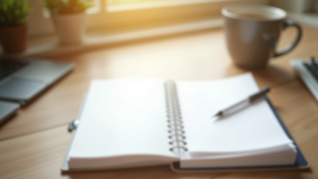Organized workspace with calendar, planning notebook, and coffee on clean desk representing personal organization and mindfulness