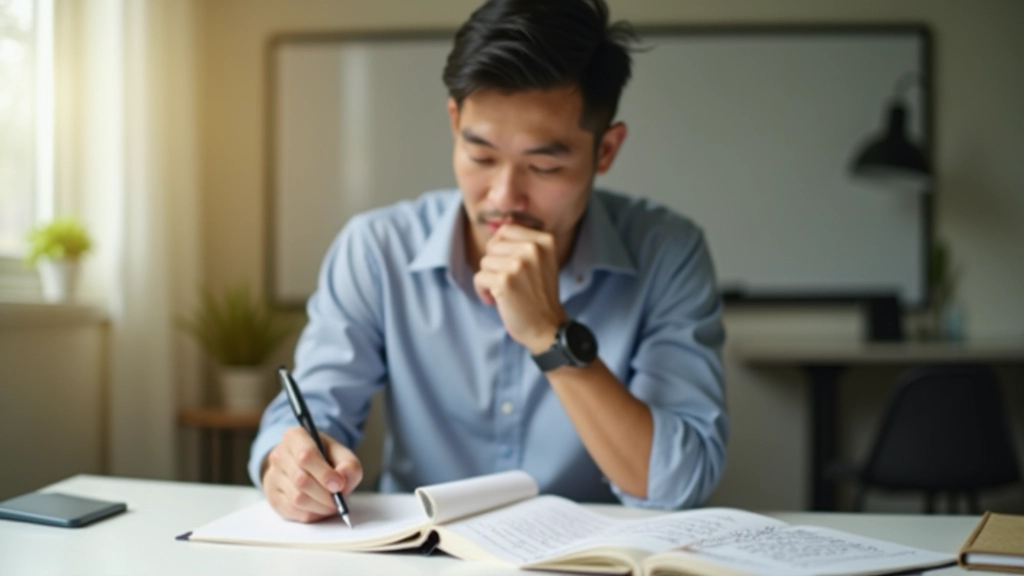 Person writing in a journal at a desk