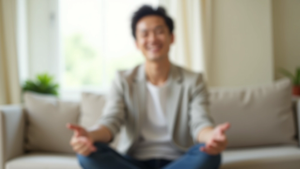 Person meditating in peaceful home environment with natural light