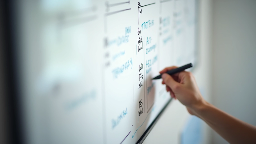 Person tracking progress on wall calendar marking completed days and milestones